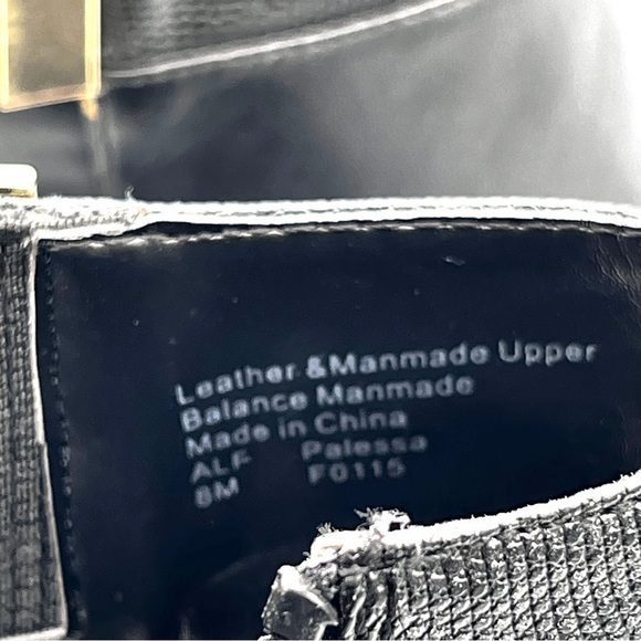 Alfani Step n Flex Palessa Ankle Heeled Bootie Black Leather 8 Side Zip Gold Bar - Picture 9 of 10